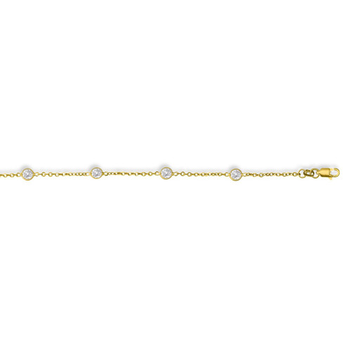 14k Yellow Gold Cz by The Yard Bezel-Set Necklace 38"