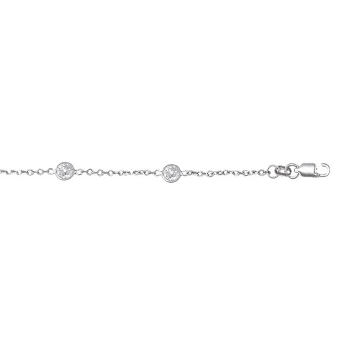 14k White Gold Cz by The Yard Bezel-Set Necklace 18"