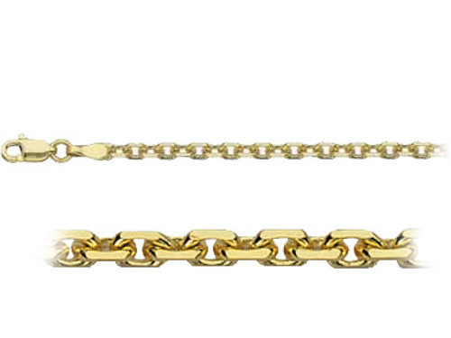 14k Gold Diamond Cut Rolo (cable) Link Chain, 4.5mm Wide 30 Inches