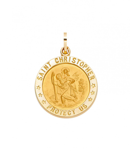 14kt Yellow Gold 12mm Round St. Christopher Medal