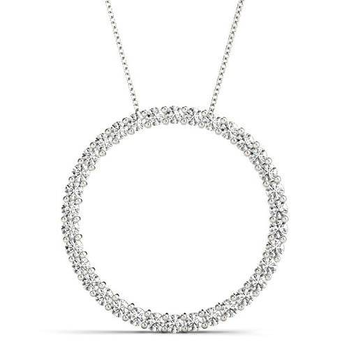 14k White Gold 1.50 ct Diamond Circle Of Love Necklace 30.0 mm 28 Stones