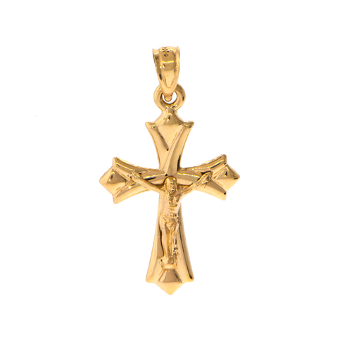 14k Yellow Gold Crucifix Pendant With 
