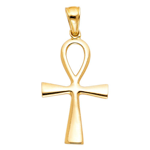 14k Yellow Gold 30.0mm High Ankh Cross Pendant