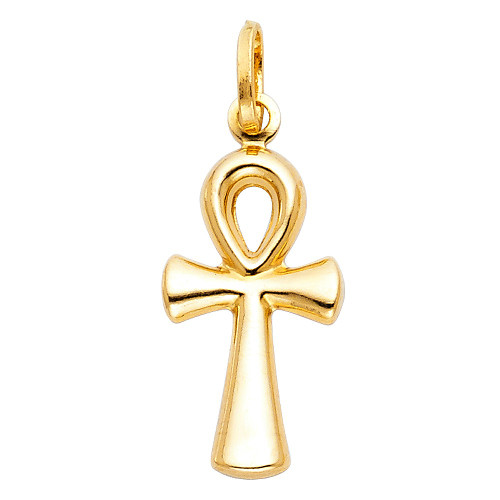 14k Yellow Gold 25mm High Ankh Cross Pendant