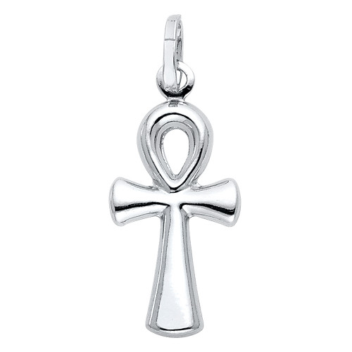 14k White Gold 25mm High Ankh Cross Pendant