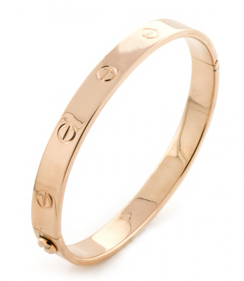 18K Rose Gold Solid Vikings Bangle Bracelet 8.0"