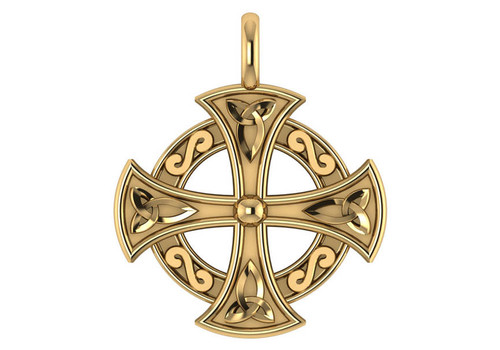 14K Gold Celtic Cross Medal Pendant 28.0mm x 28.00mm