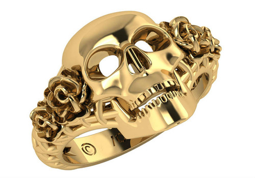 Mexican skull ring for men in 18k gold