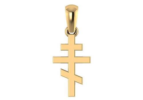 14kt Yellow Gold Russian Orthodox cross Pendant 25.0mm x 14.0mm