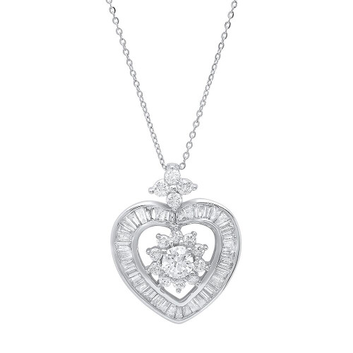 18kt White Gold 1.5 CTW Diamond Heart Necklace 21.0mm x 17.0mm