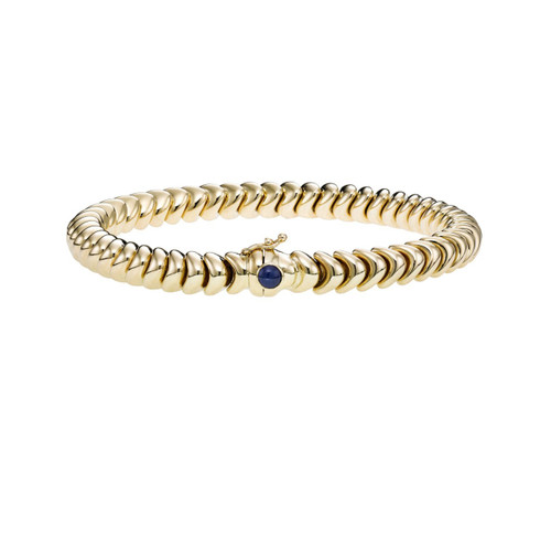 14k Gold 7.5" Yellow Gold 6mm Polished Dragon Bracelet with Blue Sapphire