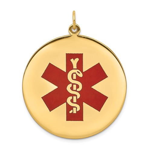 14k Gold Sold Gold Medical Id Pendant 32mm