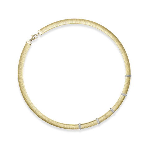 14k Gold 8mm Domed Silk Omega Necklace 17.25 Inches 1/4 Ctw.