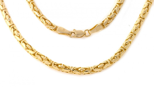 14k Yellow Gold 3.0mm Round Byzantine Chain Necklace 24 Inches