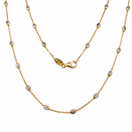 14K Yellow Gold by the Yard Bead Station Necklace 18"