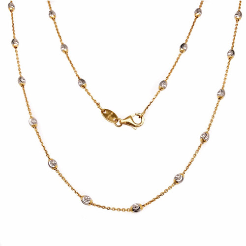 14K Yellow Gold by the Yard Bead Station Necklace 30"