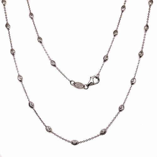 14K White Gold by the Yard Bead Station Necklace 24"