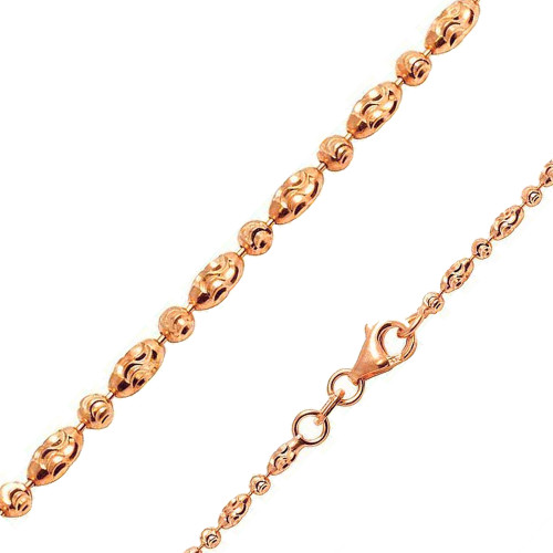 14k Rose Gold 2.5mm Typhoon Moon Cut Chain 18 Inches