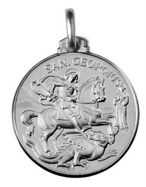 Sterling Silver 12.0mm Round Saint George Medal