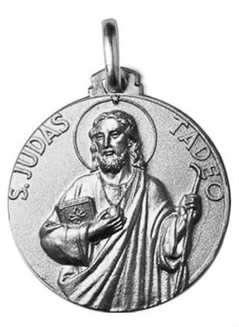 Sterling Silver 12.0mm  Round San Judas (St. Jude) Medal