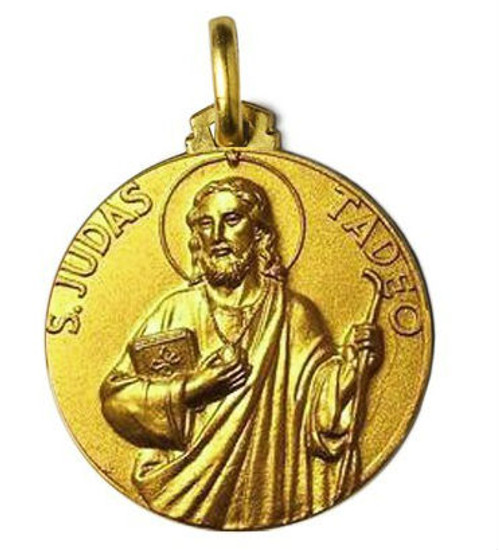 14kt Yellow Gold 25.0 mm Round Saint Jude (San Judas) Medal