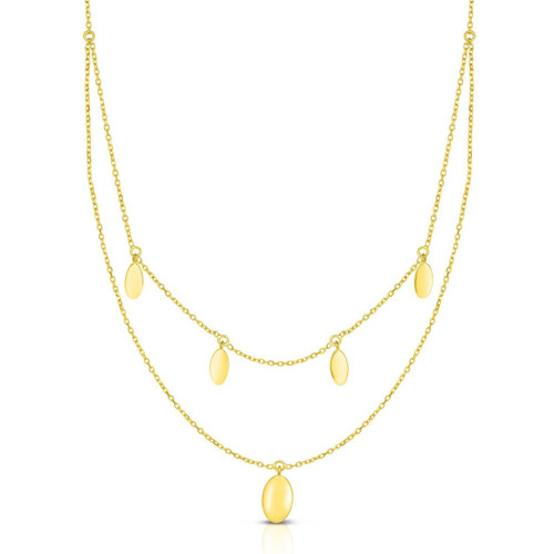 14k Yellow Gold Layered Dangle Necklace 18"