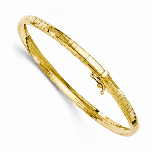 18k Gold 4mm Domed Omega Bracelet 8 Inches
