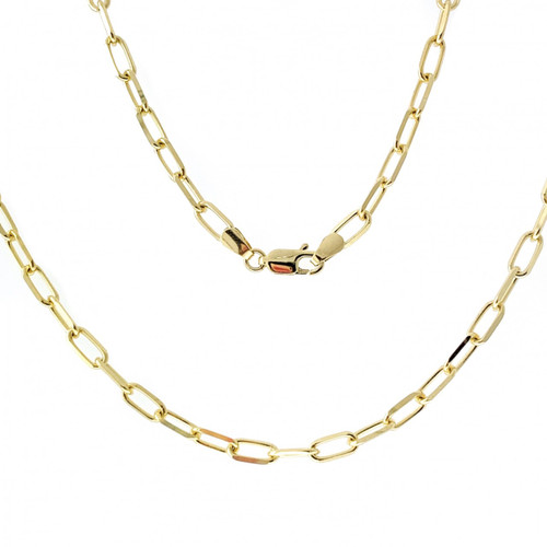 14k Yellow Gold 3.5mm Paper Clip Chain Necklace 16 Inches