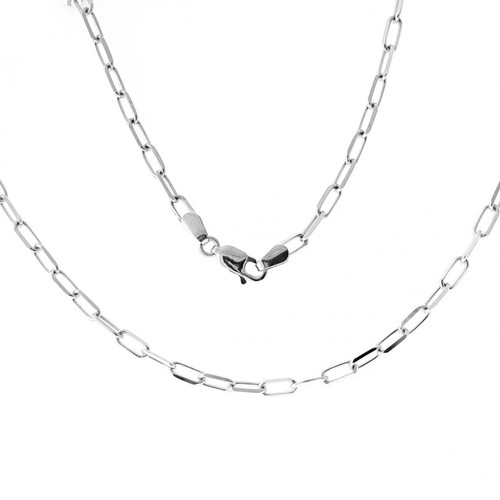 14k White Gold 3.5mm Paper Clip Chain necklace 18 Inches
