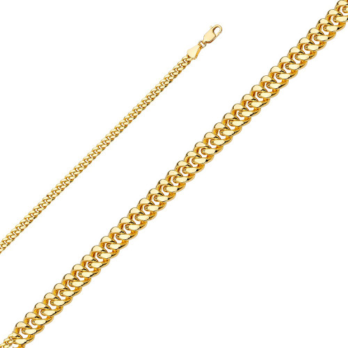 14K Yellow Gold 4mm Hollow Miami Cubans Chain 26 Inches