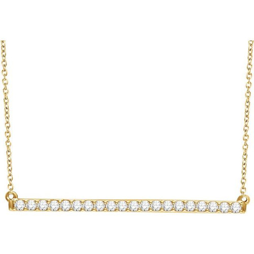 14K Yellow gold 1/6 CTW Diamond Bar 16-18" Necklace