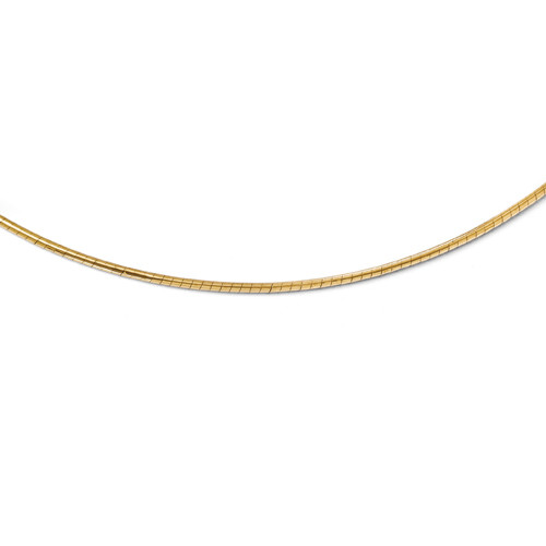 18k Gold 2.0mm Round Omega Necklace  20 Inches