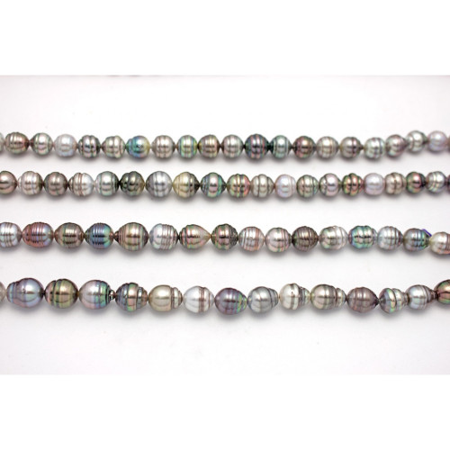 18k  Yellow Gold 10-12mm Multi-Color Baroque Tahitian Pearl Necklace 17.0"