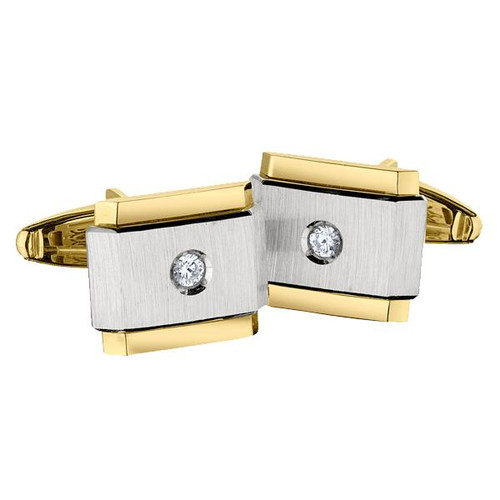 14K Yellow and White Gold 0.20 ct. Diamond Cuff Links 14.5mm