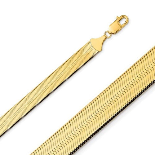 14k Gold 9mm Herringbone Chain 24 Inches