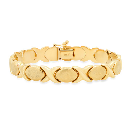Hugs & Kisses Halskette 14K Gold Fn Stampato Edelstahl 3 SETS Armband Set