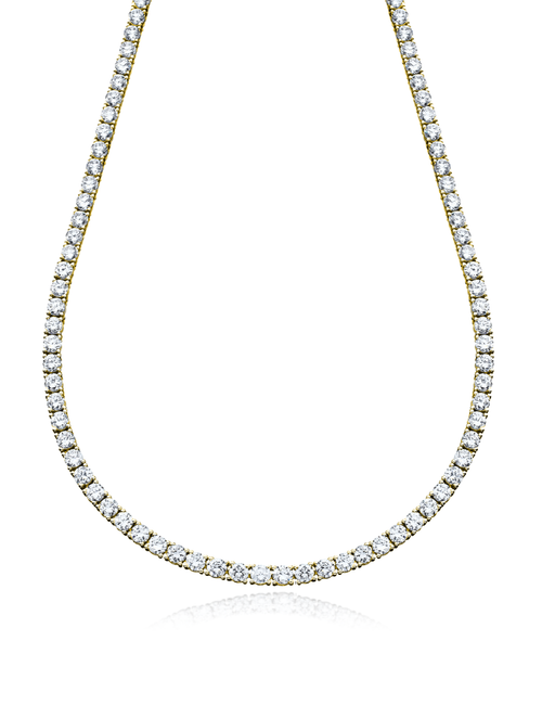 10k Yellow Gold 2.8mm wide with 10.0 Ct Round Cz Tennis Necklace 20"