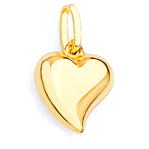 14k Gold 8mm Curved Puff Heart Pendant