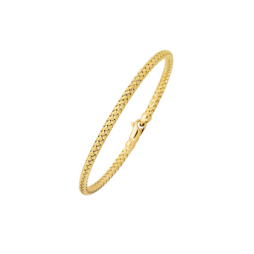 14k Gold 3mm Wide Basket Weave Braided Bangle 7.25"