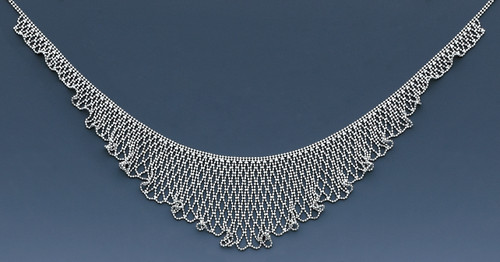 14k White Gold 5mm to 36mmTapered  Fancy Bead Necklaces