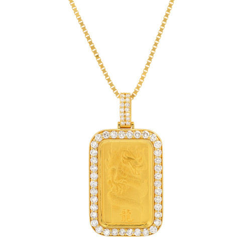 18k Gold 5 Gram Pamp Suisse Dragon 1.25 Ctw. Diamond Necklace
