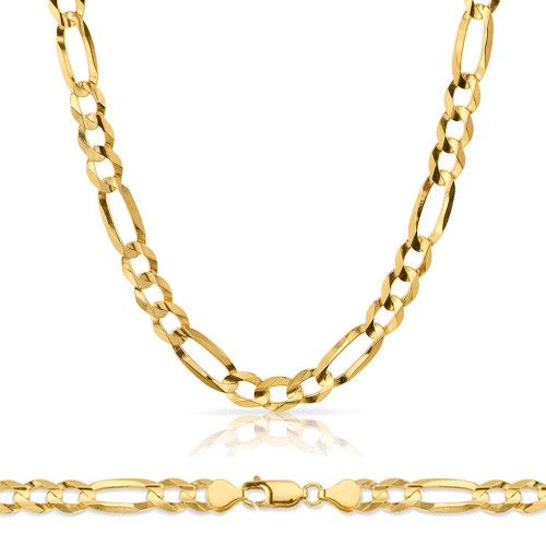 10k Gold 8.95mm Open Figaro Chain 26 Inches