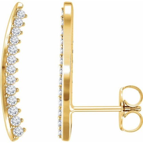 14K Yellow 1/3 CTW Natural Diamond Ear Climbers