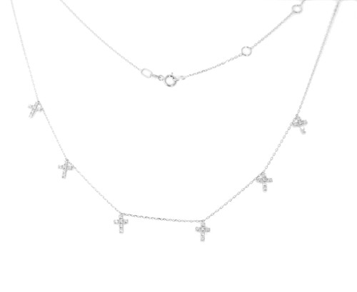 14K White Gold 0.28ct Diamond Cross Layer Necklace