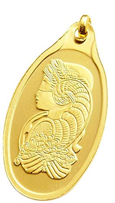 24k Gold 10.0 Gram Oval Pamp Suisse .999 Lady Fortuna Pendant