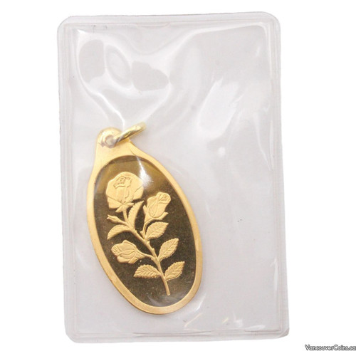 24k Gold 10.0 Gram Oval Pamp Suisse .999 Rose Pendant