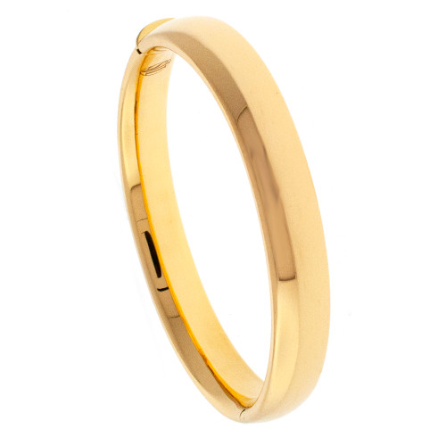 18k Yellow Gold Italian Hinged Hollow Bangle (10mm) wide Regular