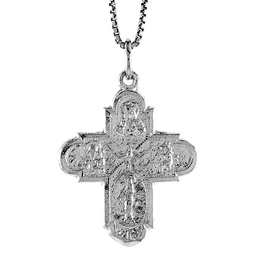 Sterling Silver Crucifix Pendant (Charm) 1 1/8 inch tall