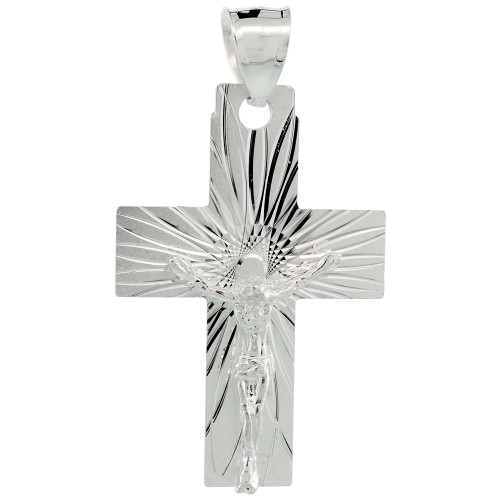 Sterling Silver Crucifix Pendant (Charm) w/ Latin Cross 1 1/4 inch tall