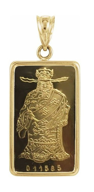 24k Gold 10 Gram God of Wealth Gold Bar .9999 Fine (w/COA)  Pendant